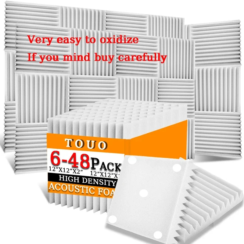 TOUO Acoustic Foam Panels - Sound Absorbing Wall Tiles for Studio Recording, Home Theater & Noise Reduction Treatment