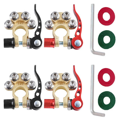 2Pcs Car Battery Terminal Connectors - Quick Release 12V 24V Positive & Negative Cable Ends for SAE/JIS Batteries
