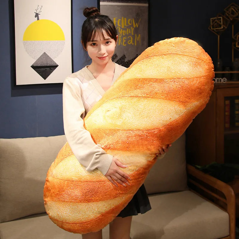 French Bread Plush Pillow - Cute Food Stuffed Cushion Party Decor Sleeping Companion Gift for Men & Home