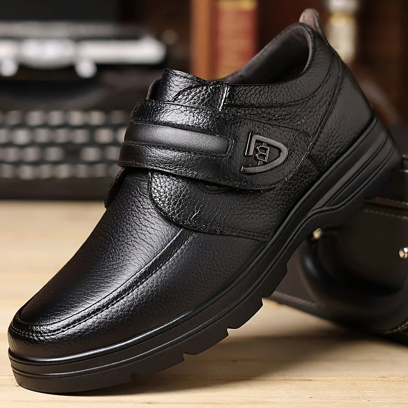 Men’s Retro Business Casual Slip-On Shoes - Velcro Closure, Soft Comfortable Non-Slip Sole