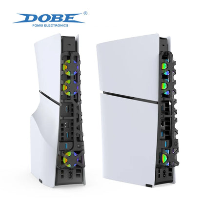 DOBE Cooling Fan for PS5 Slim – Disc & Digital Edition with RGB Lighting and USB 3.0 Port TP5-3538S