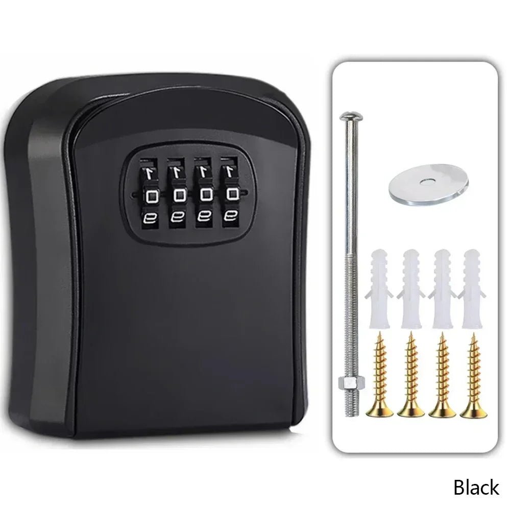 Wall Mount Key Lock Box - Outdoor Combination Lock Key Safe Storage Holder with 5 Key Capacity