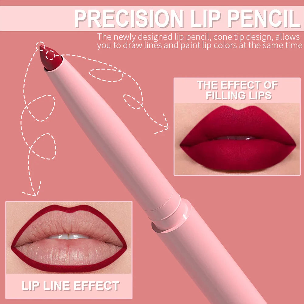 6pcs Waterproof Lip Liner Pen Set – Long-Lasting, Non-Fading, Easy Coloring Lip Gloss Makeup Set