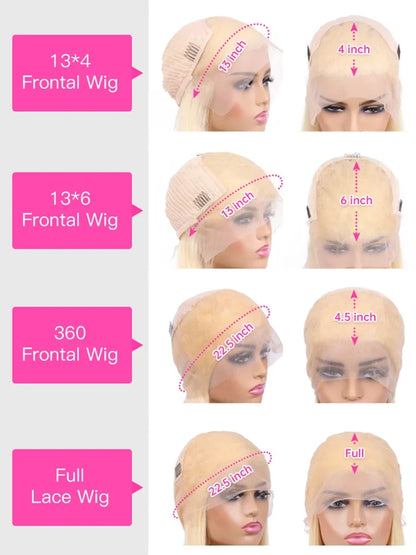 613 Blonde Human Hair Lace Wig - HD 13x4 13x6 Pre-Plucked Straight Frontal Wig For Women