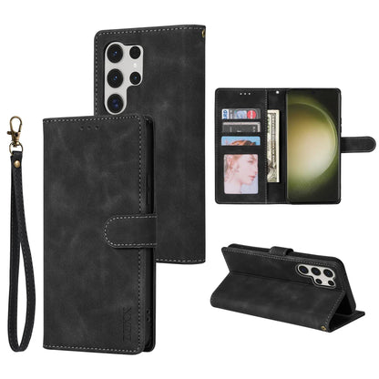 Magnetic Leather Wallet Case for Samsung Galaxy S25 Ultra–S8 – Skin-Friendly Flip Cover with Card Slots & Stand Function