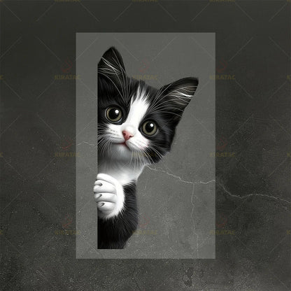 Peeking Cat Car Stickers - Waterproof Cartoon Vinyl Decals for Windows, Motorcycles & Vehicles