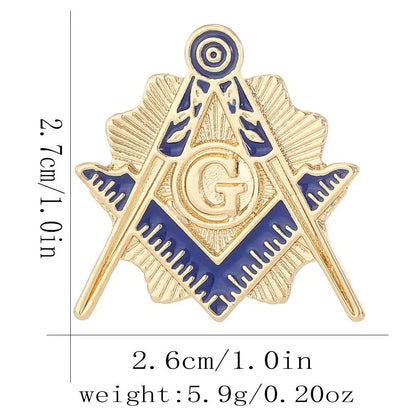 Vintage Masonic Emblem Brooch - Hollow Freemason Symbol Pin Badge for Collectors