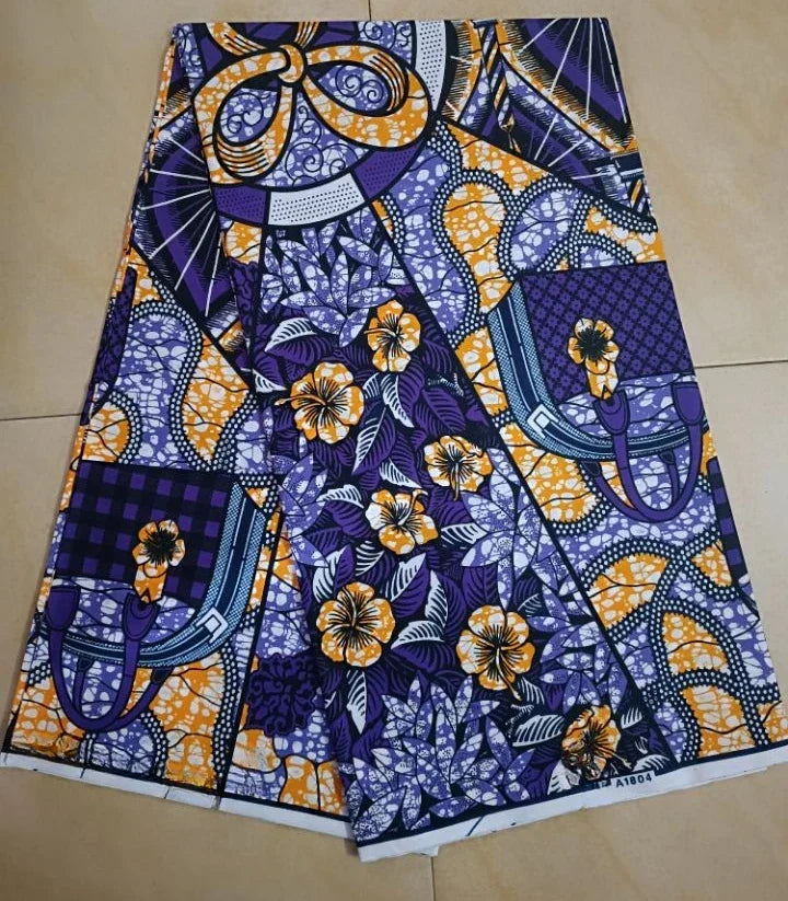 African Wax Print Fabric 6 Yards - Ghana Kente Design Ankara Kitenge Pagne