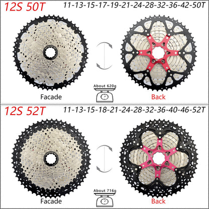SUNSHINE Bicycle Cassette 8-12 Speed Freewheel - 32T to 52T Sprocket for Shimano/SRAM HG Flywheel
