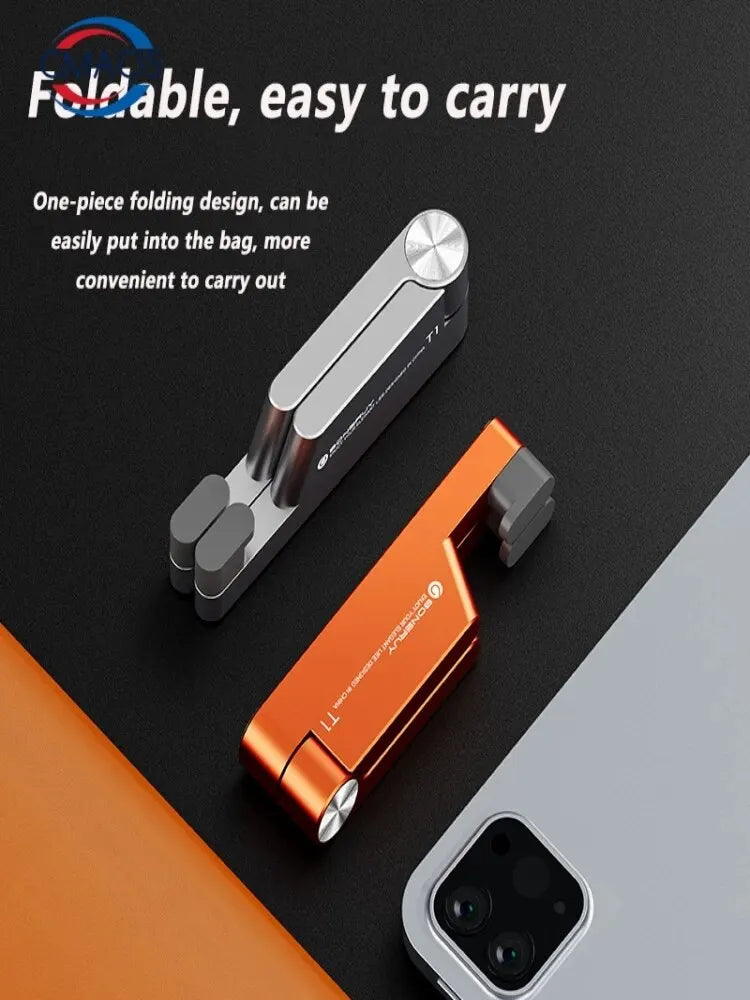 T1 Universal Mini Aluminum Folding Desk Mount - Portable Cellphone Cradle and Foldable Stand