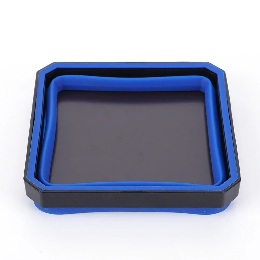 5-Inch Collapsible Magnetic Screw Tray - Silicone Tool Parts Storage Bowl for Plumbers, Carpenters & Mechanics