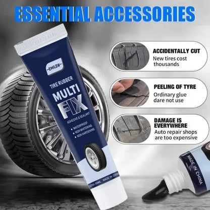 Universal Tire Repair Glue - Non-Corrosive Rubber Sealant for Tire Scratches & Crack Repair