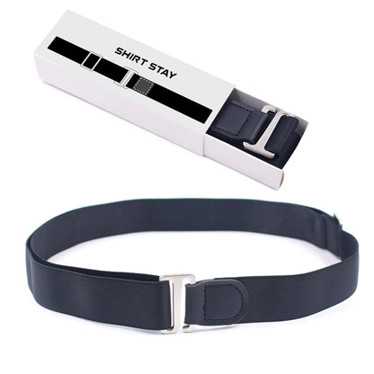 Black Shirt Stay Belt - Adjustable Elastic Non-Slip Shirt Holder Strap for Men & Women to Keep Shirts Tucked In