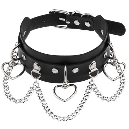 Harajuku Gothic Spike Rivet Star Choker Necklace – Black Bowknot PU Lace Leather Y2K Hip Hop Rock Jewelry for Girls