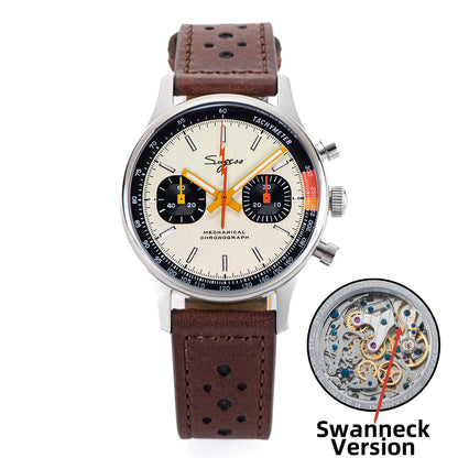 Sugess Men's Chronograph Mechanical Watch – Seagull ST19 Swan Neck Movement with Sapphire Crystal Racing V2