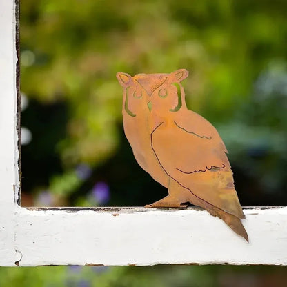Rustic Metal Screech Owl Garden Stake - Outdoor Yard Decor for Thanksgiving & Christmas