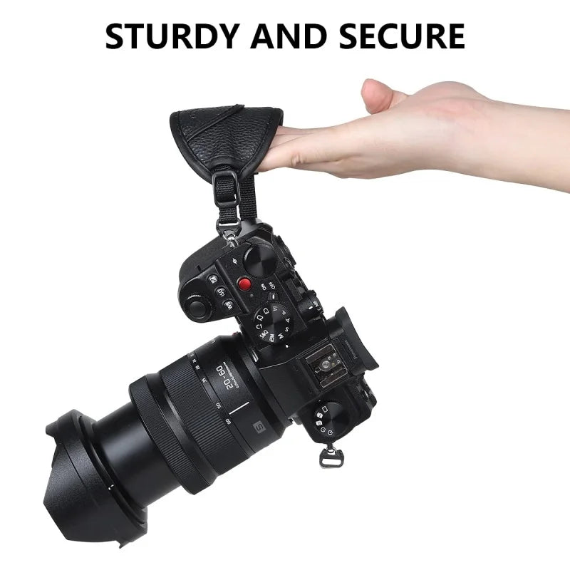 Leather Hand Grip Wrist Strap – DSLR Camera Strap for Nikon & Canon (Not for Flip Screen Cameras)