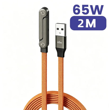 240W USB-C Fast Charging Cable - 2-in-1 Foldable Desktop Stand Data Cable for iPhone 17/16 & Samsung