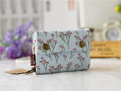 Women’s Canvas Cartoon Card Wallet – Foldable Key Organizer & Coin Purse, Small Pouch Money Bag for Girls 2024
