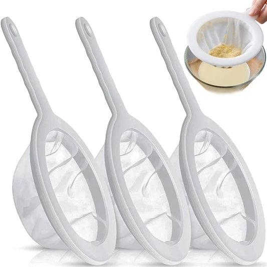 Ultra Fine Mesh Strainer Spoon – 100/200/400 Mesh Washable Nylon Filter Sieve for Soy Milk, Juice, Coffee & Tea Kitchen Colander Tool
