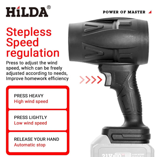 HILDA Handheld Air Blower - 1000W Storm Dust Cleaner Fan with Stepless Speed Control for Makita Battery
