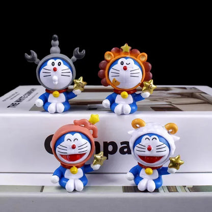 12Pcs Doraemon Zodiac Cartoon Action Figures – Cute Kawaii PVC Anime Character Model Toys, Kids Birthday Gift Set