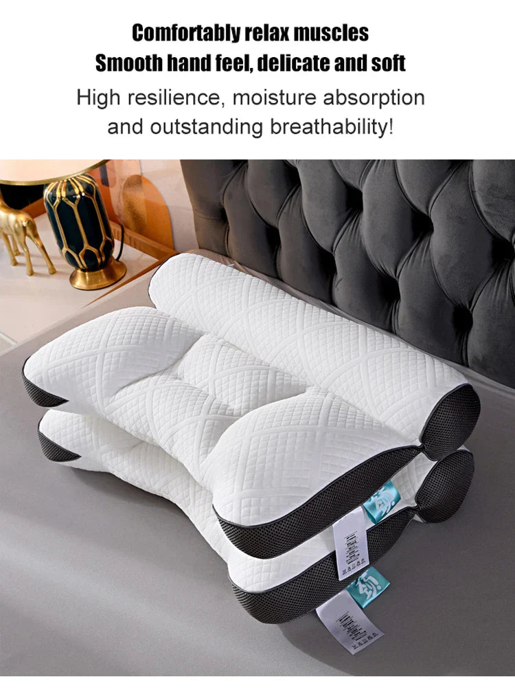 Sleep Neck Care Pillow – Zoning Design Low Pillow for Adults, Washable Knitted Pillow Core for Home & Hotel Use