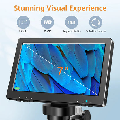 Hayve 7" Digital Microscope – 1200X Zoom, 12MP HD Camera Magnifier for Soldering & Phone Repair