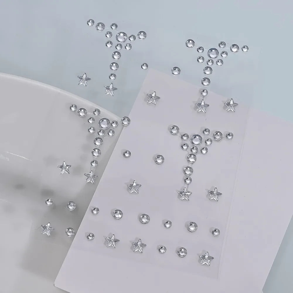 3D Holographic Teardrop Rhinestone Stickers - Self-Adhesive Crystal Diamond Face, Eye & Hair Decoration Tattoos