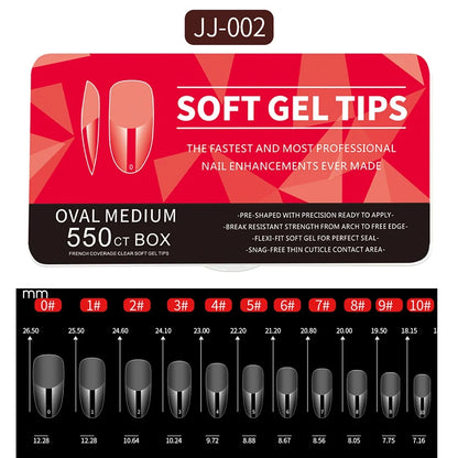 550pcs Soft Gel Nail Tips - Medium Short Almond & Coffin Full Cover Press On Nail Extension Kit