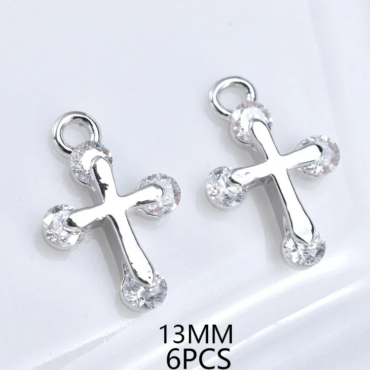 24K Champagne Gold Cross Charms - Small Brass DIY Jewelry Pendants & Craft Accessories