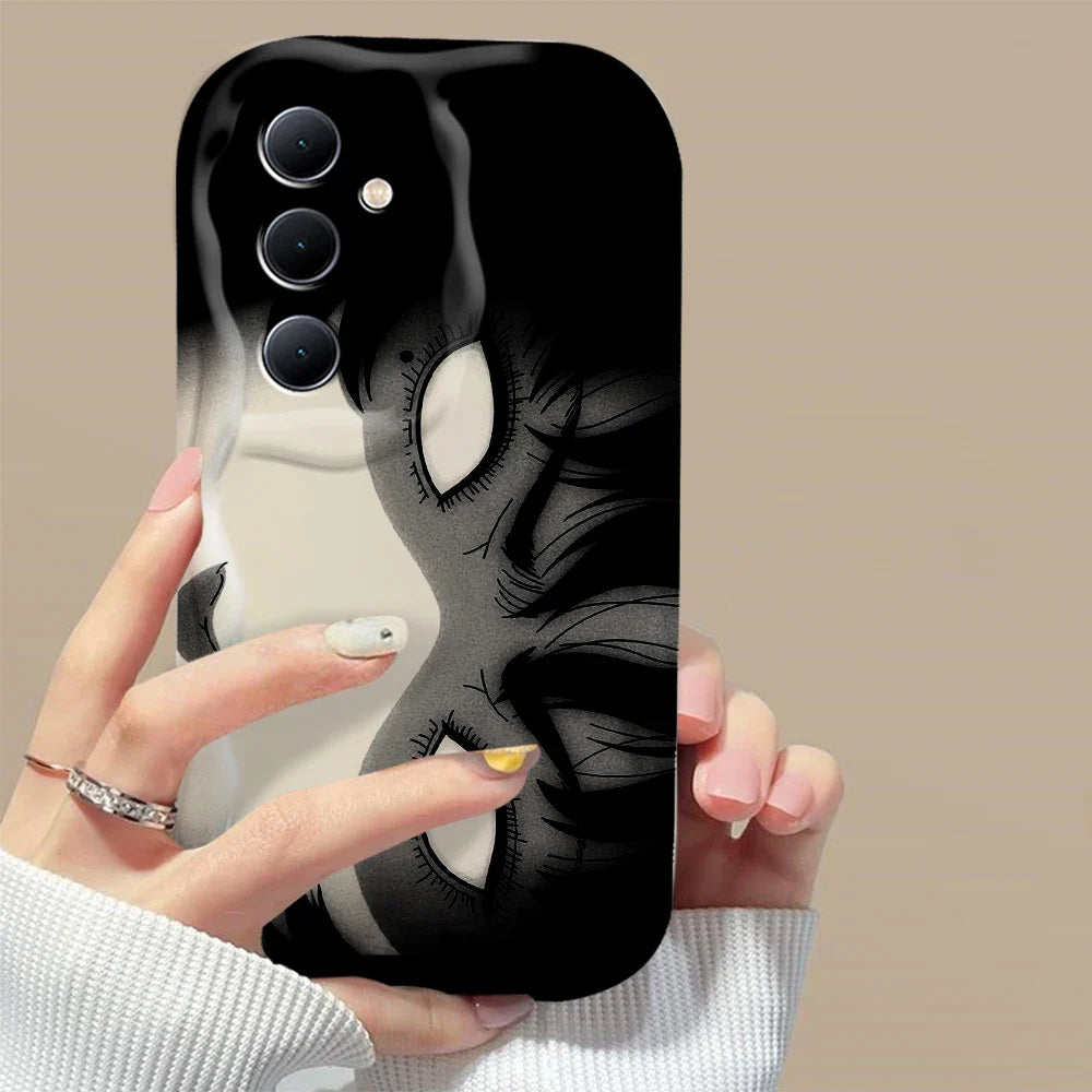 Junji Ito Horror Comics 3D Wave Phone Case for Samsung Galaxy A73 / A72 / A71 / A55 / A54 / A53 / A35 / A34 / A33 / A25 / A24 / A23 / A15 / A14 / A13 / A05 / A04 / A03 – Shockproof 4G/5G Protective Cover Anime Design