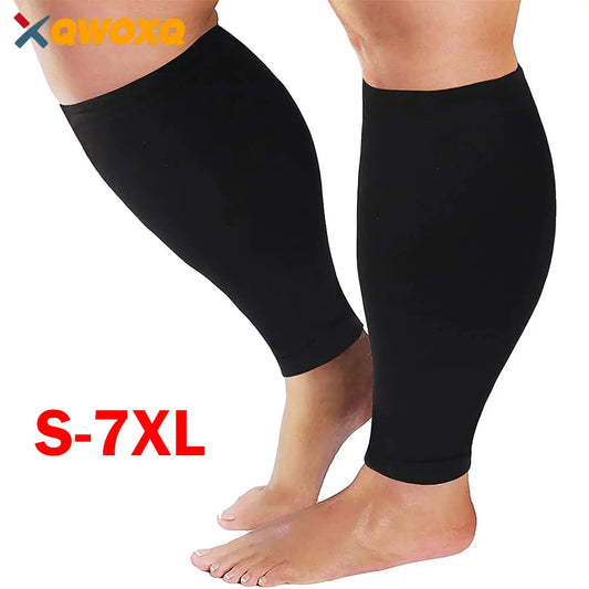Plus Size Compression Calf Sleeves (S–7XL) – 30–40mmHg Medical Support Socks for Varicose Veins, Edema & Running Athletics Toeless Stockings for Men & Women