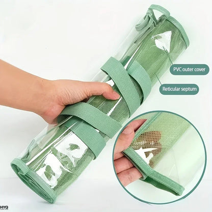 Large Capacity Expandable File Storage Bag - Transparent Waterproof PVC Handheld Document Folder with Self-Adhesive Closure