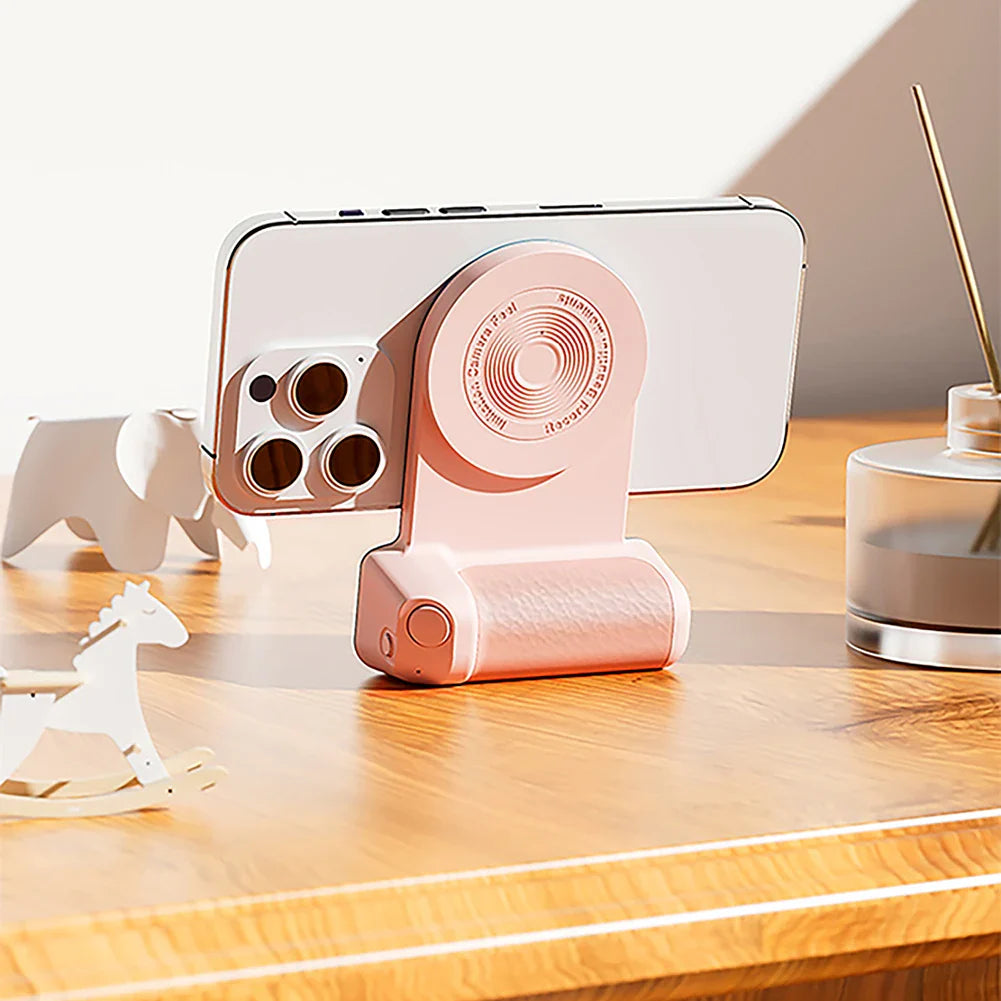 Bluetooth Magnetic Phone Grip: Camera Handle Photo Bracket - Anti-shake Selfie Device for Android & Apple, Magsafe Wireless Charging