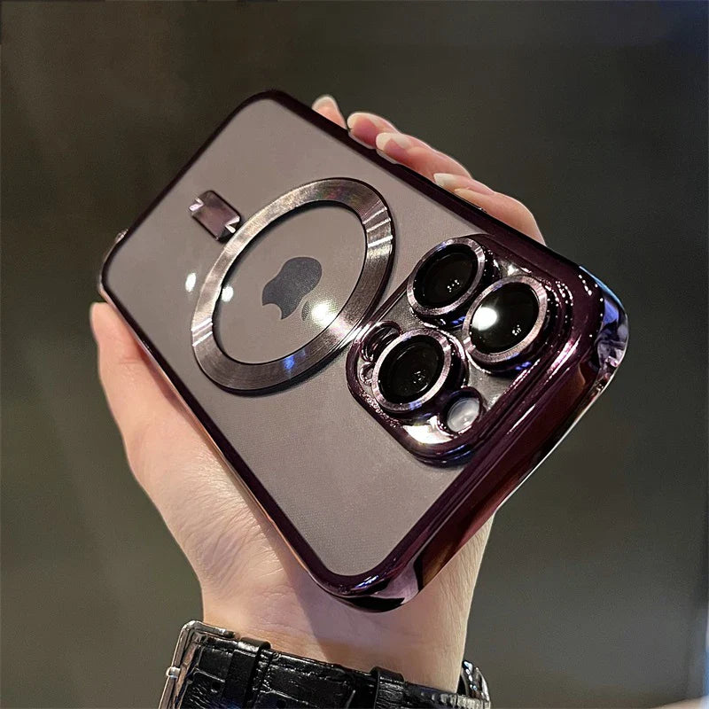 Luxury Plating MagSafe Wireless Charging Case — Clear Soft Magnetic Silicone Cover for iPhone 12–17 Pro/Max/Plus/16E