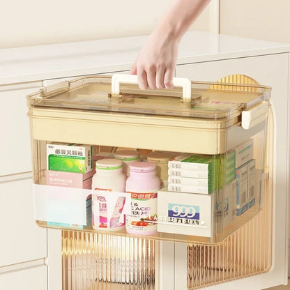 Multi-Layer Home Medicine Box – Large Capacity Transparent Medical Storage Case for First Aid & Medication Organization