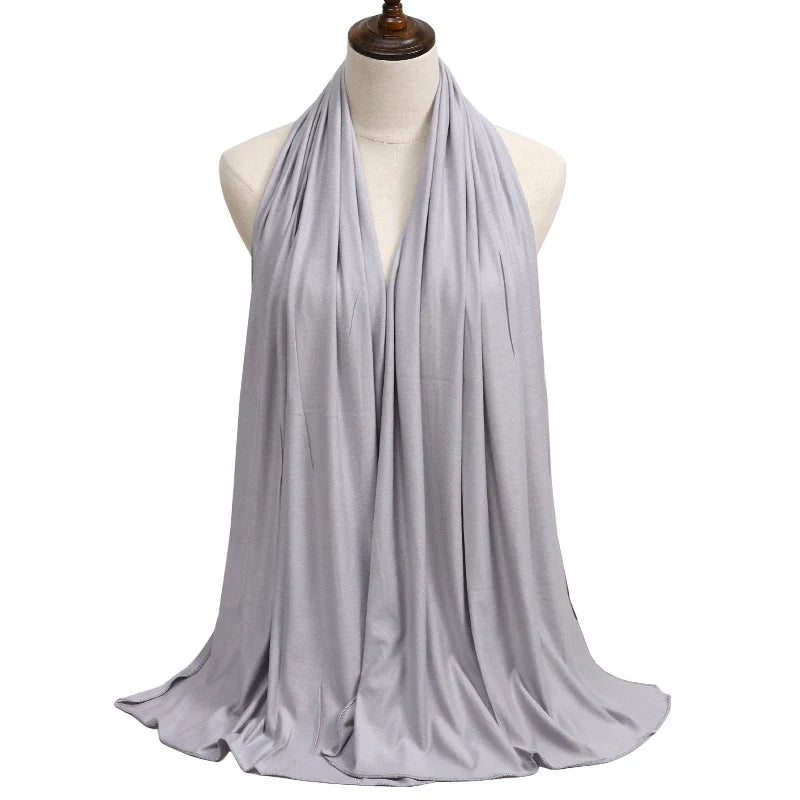 Women's Modal Cotton Jersey Hijab - Soft Solid Color Muslim Headscarf for Ramadan & Everyday Wear