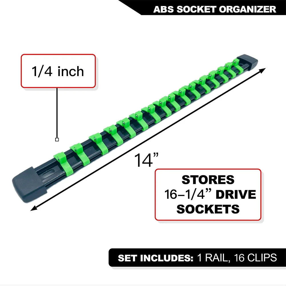 Socket Organizer Set - 1/4 3/8 1/2 Inch Socket Holder Trays for Tool Box Drawers & Storage Rails