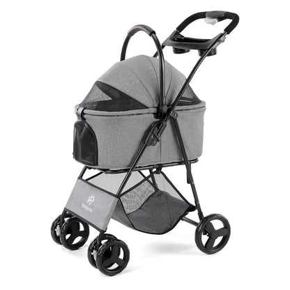 3-in-1 Pet Stroller - Removable Carrier Folding Travel Cart for Small & Medium Dogs and Cats