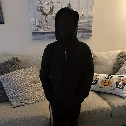 Black Cosplay Full Mask - Breathable Thin Hood Head Cover for Halloween & Costume Parties