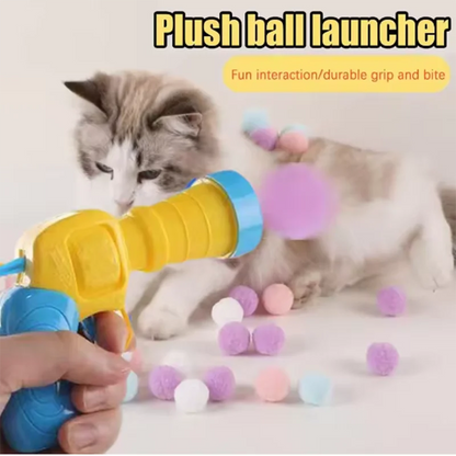 Interactive Cat Toy Launcher - Plush Bounce Balls for Fun Indoor Pet Play