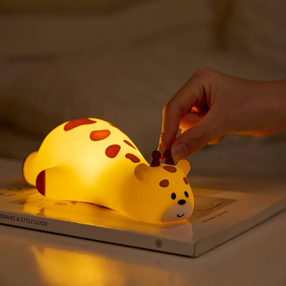 LED Silicone Rabbit Night Light – Touch Sensor Cute Animal Lamp, Bedroom & Kids Table Lamp, Home Decor Gift for Baby and Child