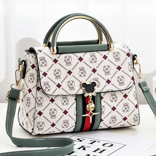 Luxury Women Shoulder Bag - Leather Printed Monogram Tote Handbag with Crossbody Style