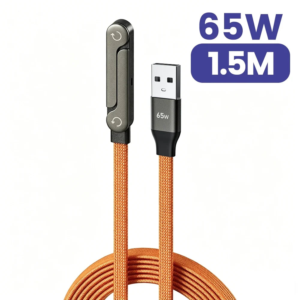 240W USB-C Fast Charging Cable - 2-in-1 Foldable Desktop Stand Data Cable for iPhone 17/16 & Samsung