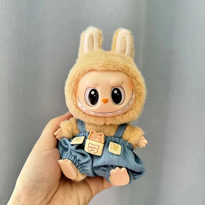 17cm Mini Plush Doll Clothes — Kpop EXO Labubu I & II Idol Doll Outfit Set, Overalls for Sitting & Party, Doll Accessories Gift