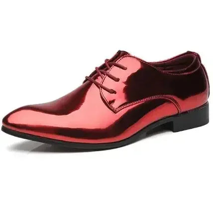 Fashion Patent Leather Men’s Wedding Oxfords - Designer Pointed Toe Dress Shoes Gold Blue Red White Sizes 37-48