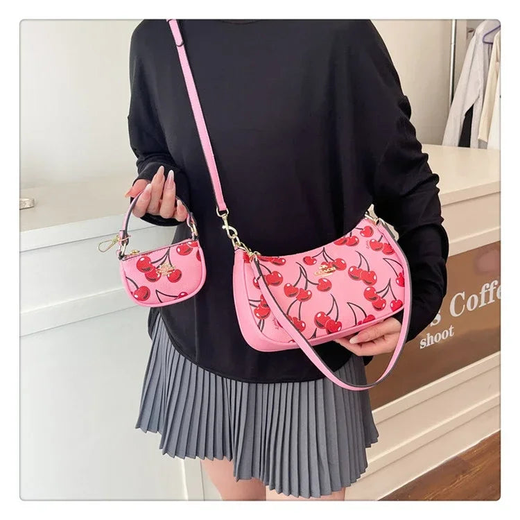 2025 Modern Vintage Cherry Crossbody Bag – Mahjong-Style Chain Shoulder & Underarm Bag, Women’s Light Luxury