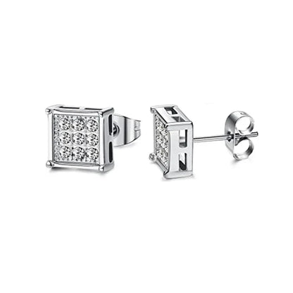 Unisex Stainless Steel Cubic Zirconia Stud Earrings Set (1–8 Pairs) – 6mm Minimalist Ear Piercing Jewelry for Men & Women