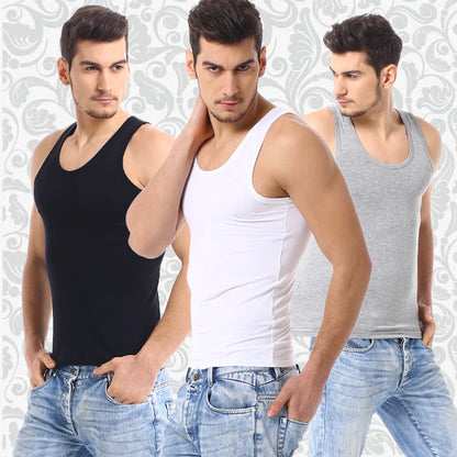 Men's Thin Cotton Vest – Solid Color, Slim Fit Sleeveless Shirt for Casual Wear, Fitness & All-Season Comfort